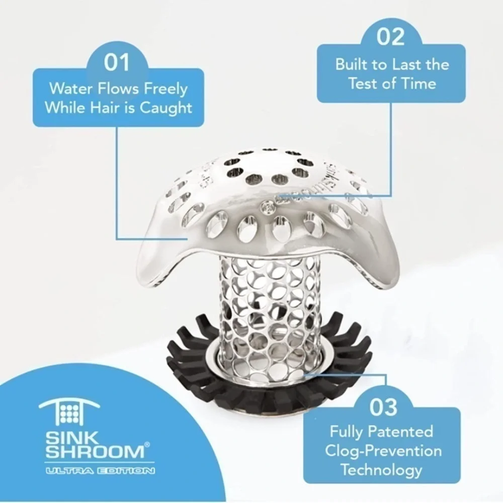 Bathroom Sink Drain Protector in Stainless Steel with StopShroom